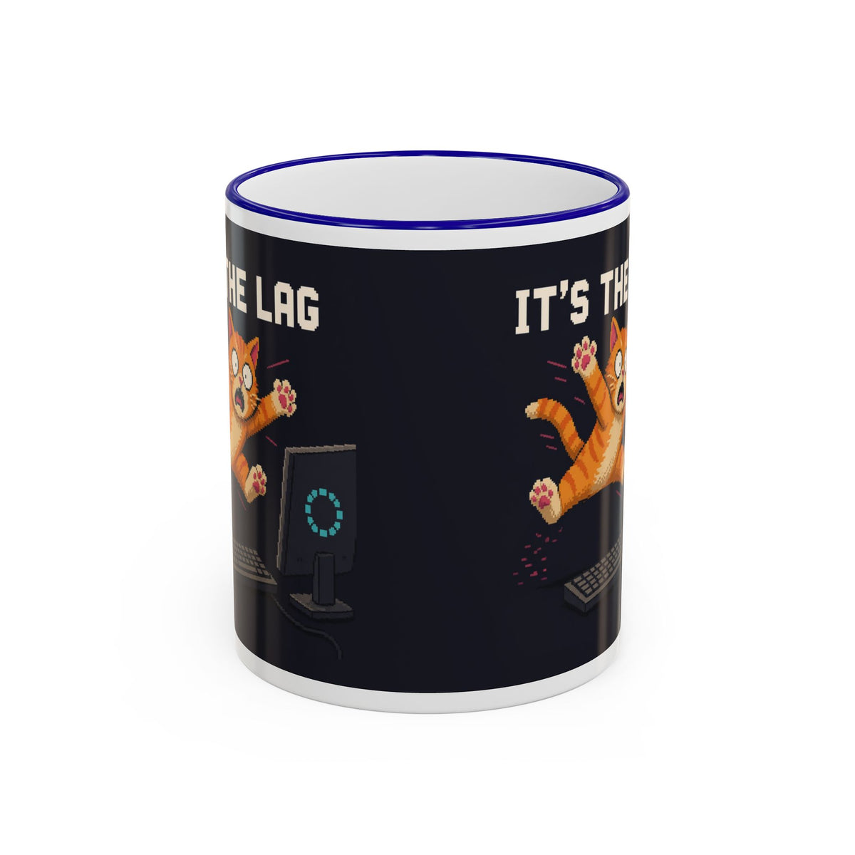 It'S The Lag Gaming Cat Accent Mug — Wear8bit — supplier digital product render, angle 1