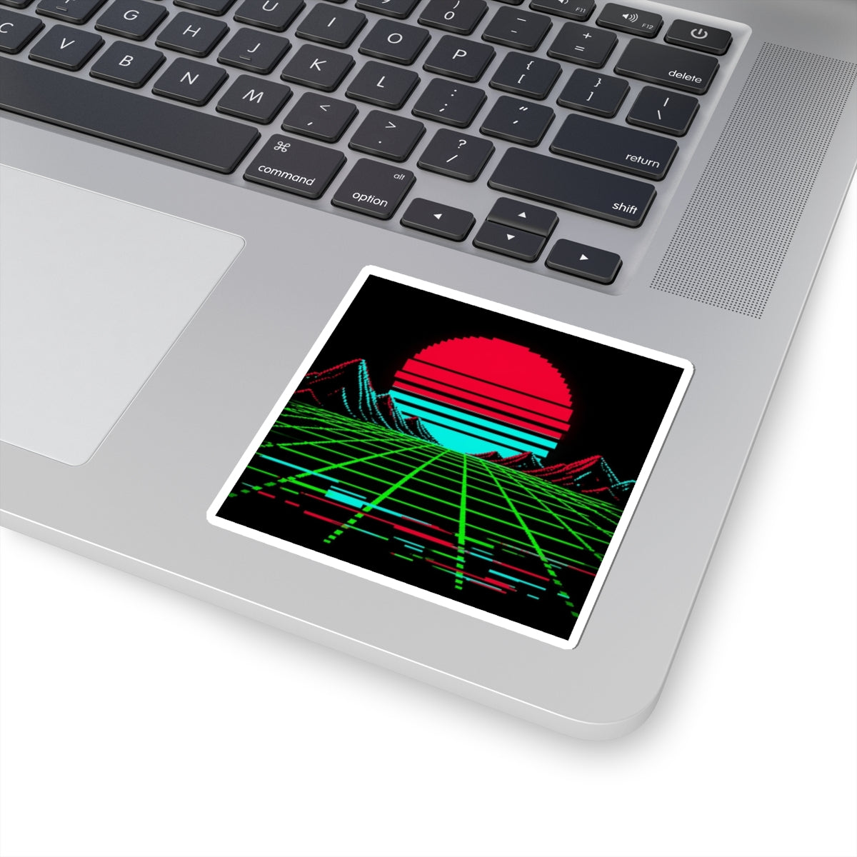 Arcade Cabinet Sticker — Neon Pixel Art Sunset Decal, Retro Gaming Sticker — original Wear8bit pixel-art product design, product image 3, digital mockup