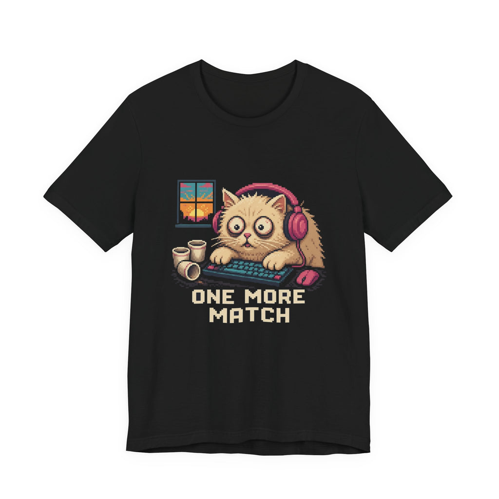 One More Match Gaming Cat T-Shirt — Wear8bit — supplier digital product render, angle 1