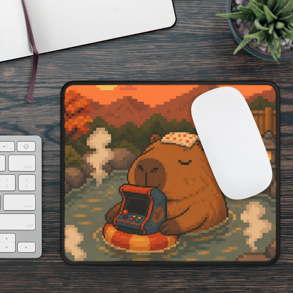 Capybara Arcade Mousepad — original Wear8bit pixel-art product design, product image 4, digital mockup