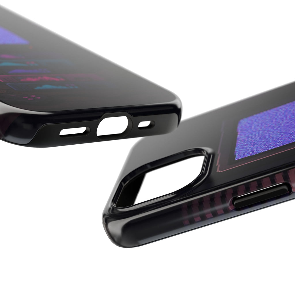 Static Noise Phone Case — Vertical CRT Pixel Art Case, Synthwave Phone Case — original Wear8bit pixel-art product design, product image 4, digital mockup