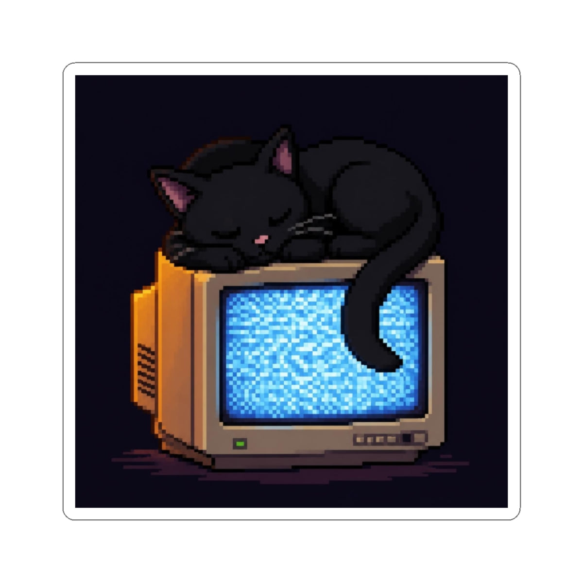 CRT Cat Sticker — original Wear8bit pixel-art product design, product image 2, digital mockup