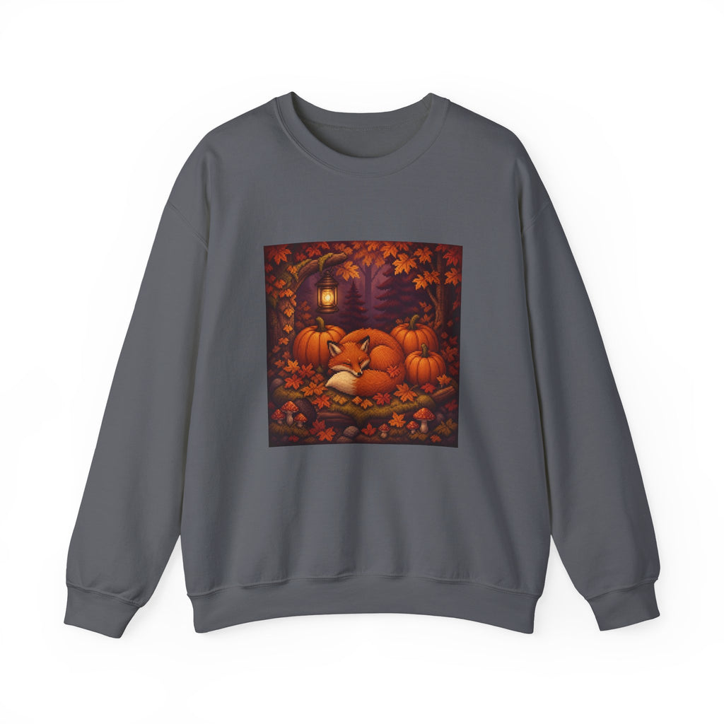 Harvest Fox Pixel Art Crewneck Sweatshirt — Fall & Cozy — original Wear8bit pixel-art product design, product image 3, digital mockup