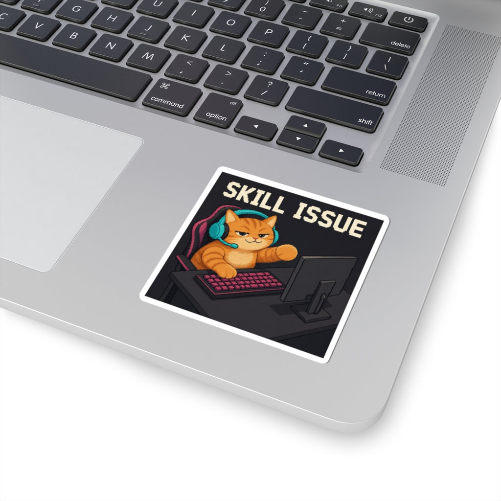 Skill Issue Gaming Cat Sticker — Wear8bit — supplier digital product render, angle 2