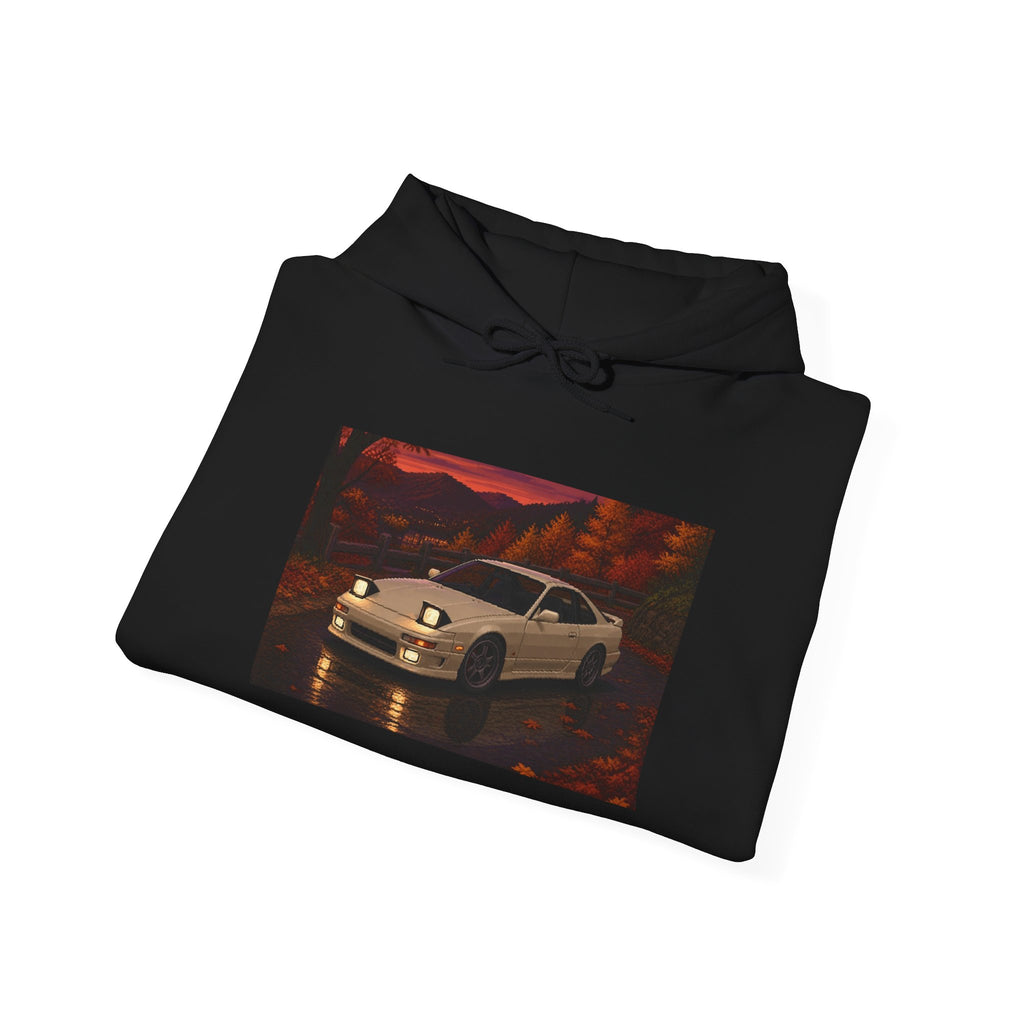 Amber Overdrive Pixel Art Fleece Hoodie — Fall & Cozy — original Wear8bit pixel-art product design, product image 6, digital mockup