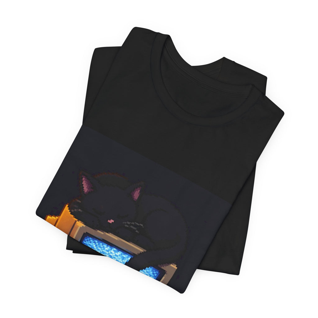 CRT Cat Tee — original Wear8bit pixel-art product design, product image 4, digital mockup