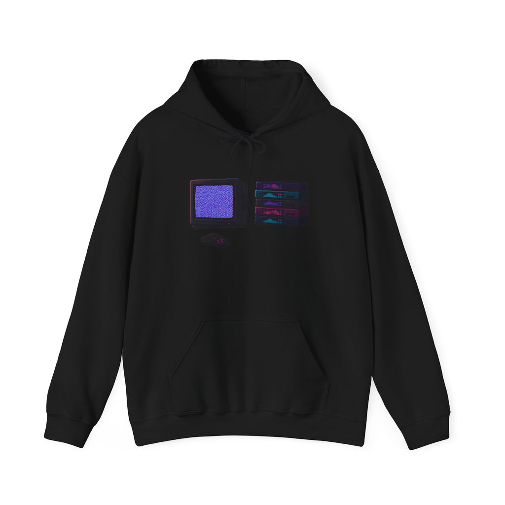 Static Noise Hoodie — Vertical CRT Pixel Art Pullover, Synthwave Merch — original Wear8bit pixel-art product design, product image 2, digital mockup