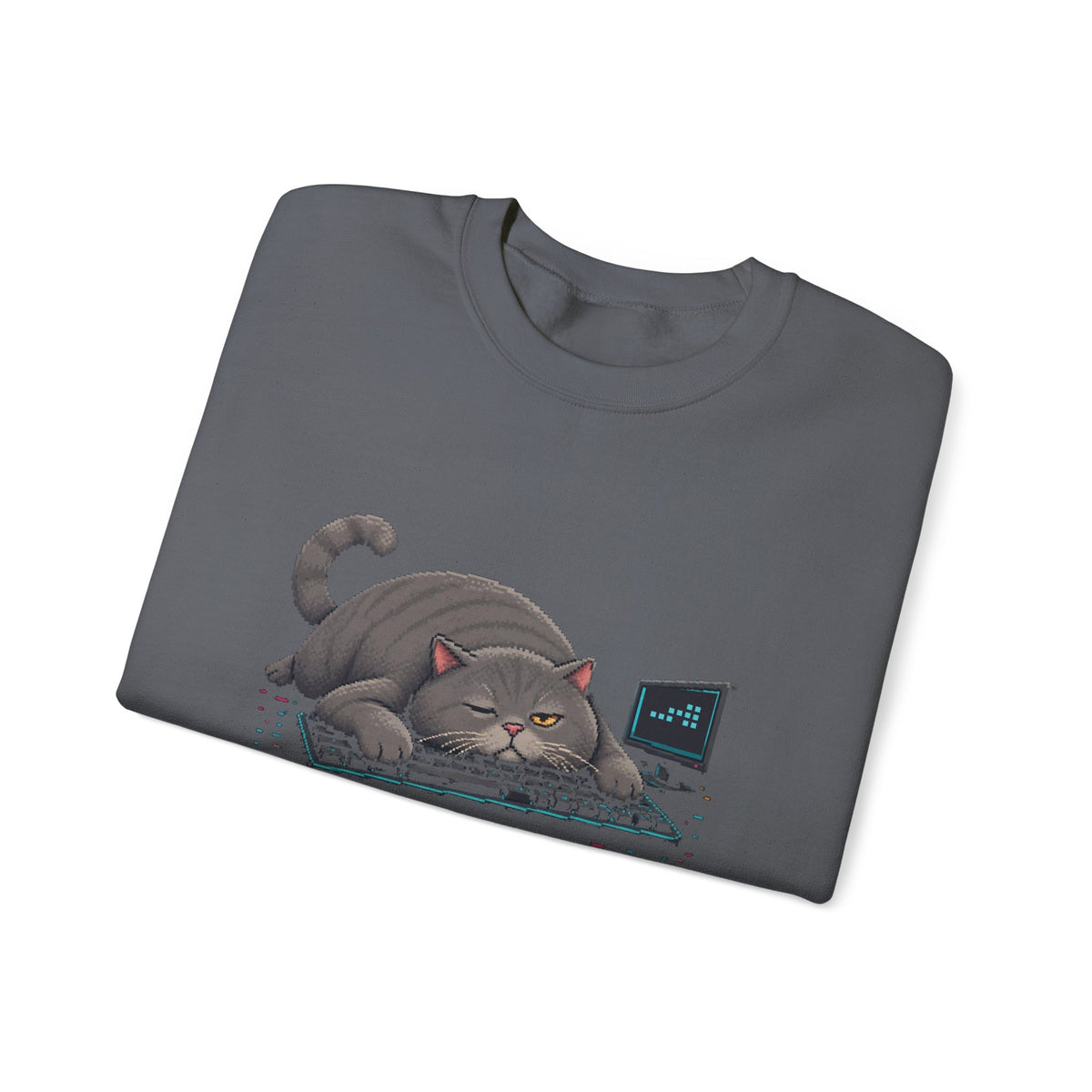 Afk. Still Judging. Gaming Cat Crewneck Sweatshirt — Wear8bit — supplier digital product render, angle 7