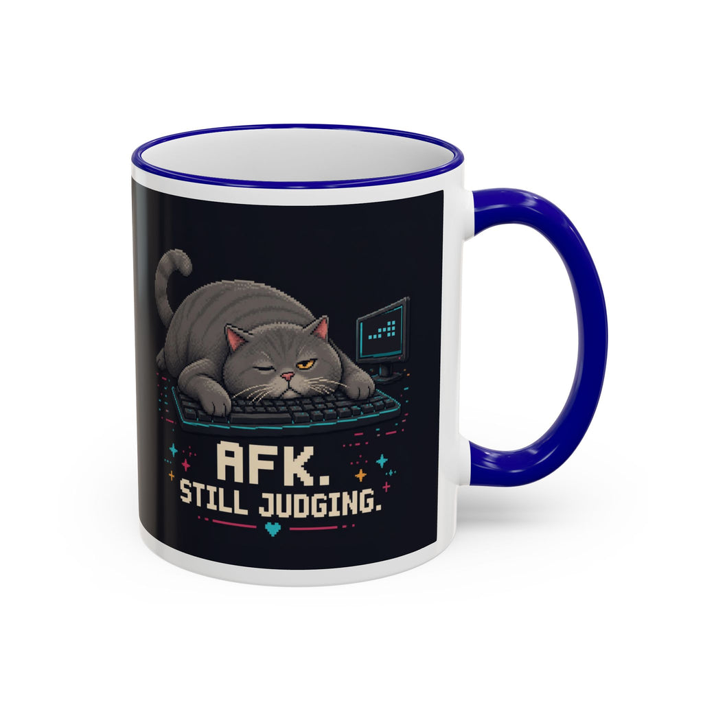 Afk. Still Judging. Gaming Cat Accent Mug — Wear8bit — supplier digital product render, angle 4