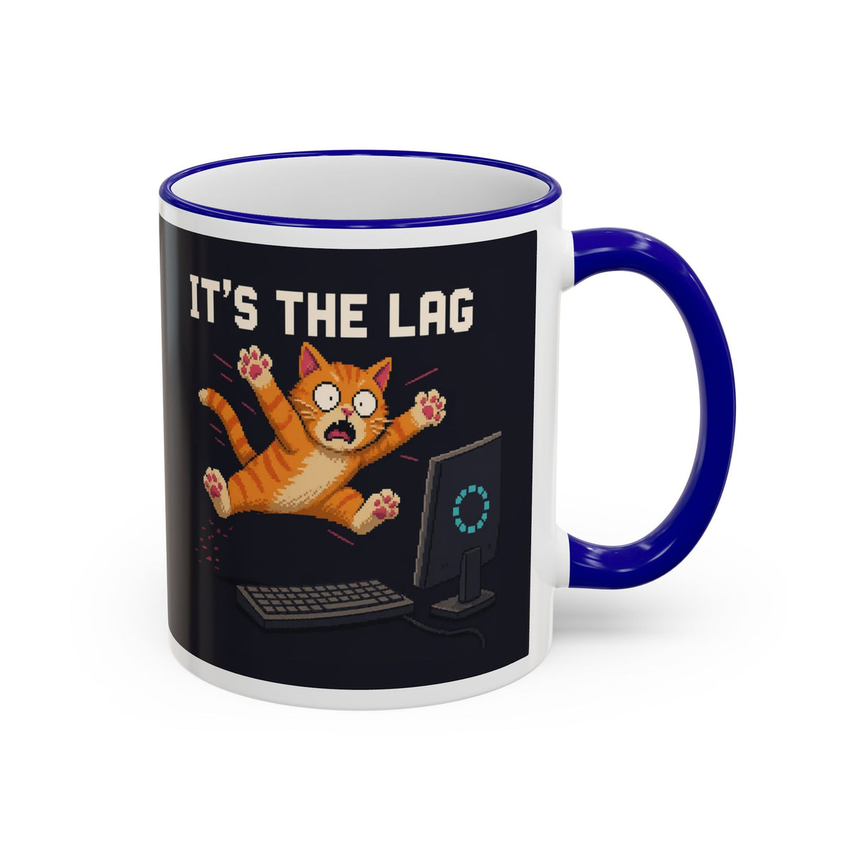 It'S The Lag Gaming Cat Accent Mug — Wear8bit — supplier digital product render, angle 4