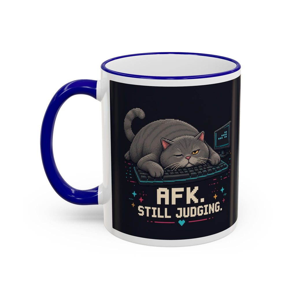 Afk. Still Judging. Gaming Cat Accent Mug — Wear8bit — supplier digital product render, angle 3