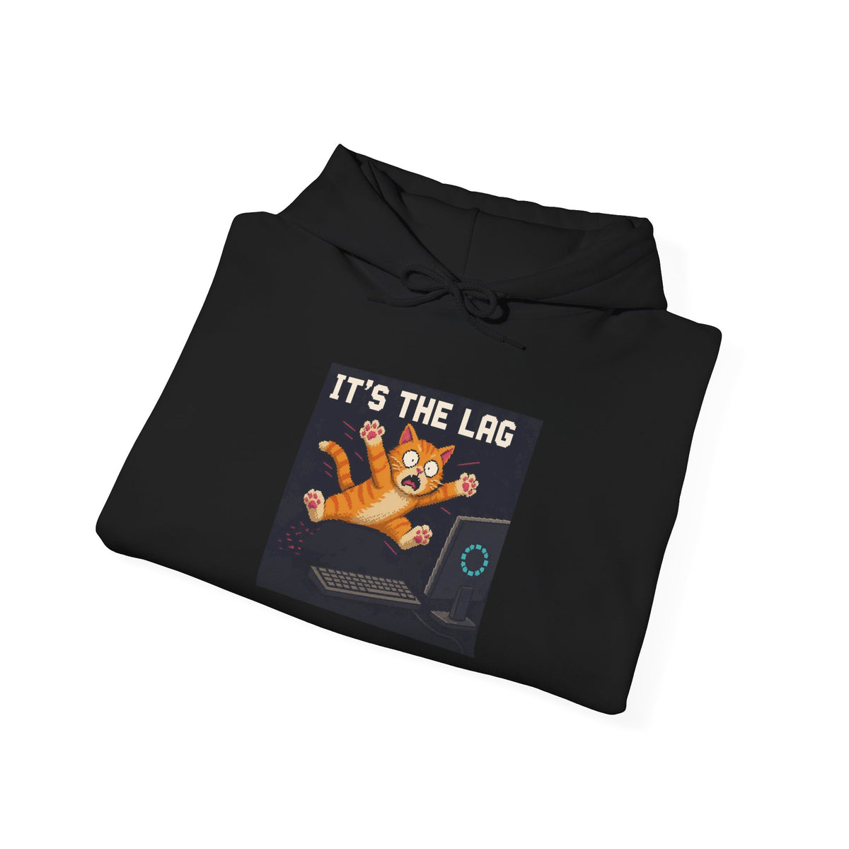 It'S The Lag Gaming Cat Fleece Hoodie — Wear8bit — supplier digital product render, angle 5