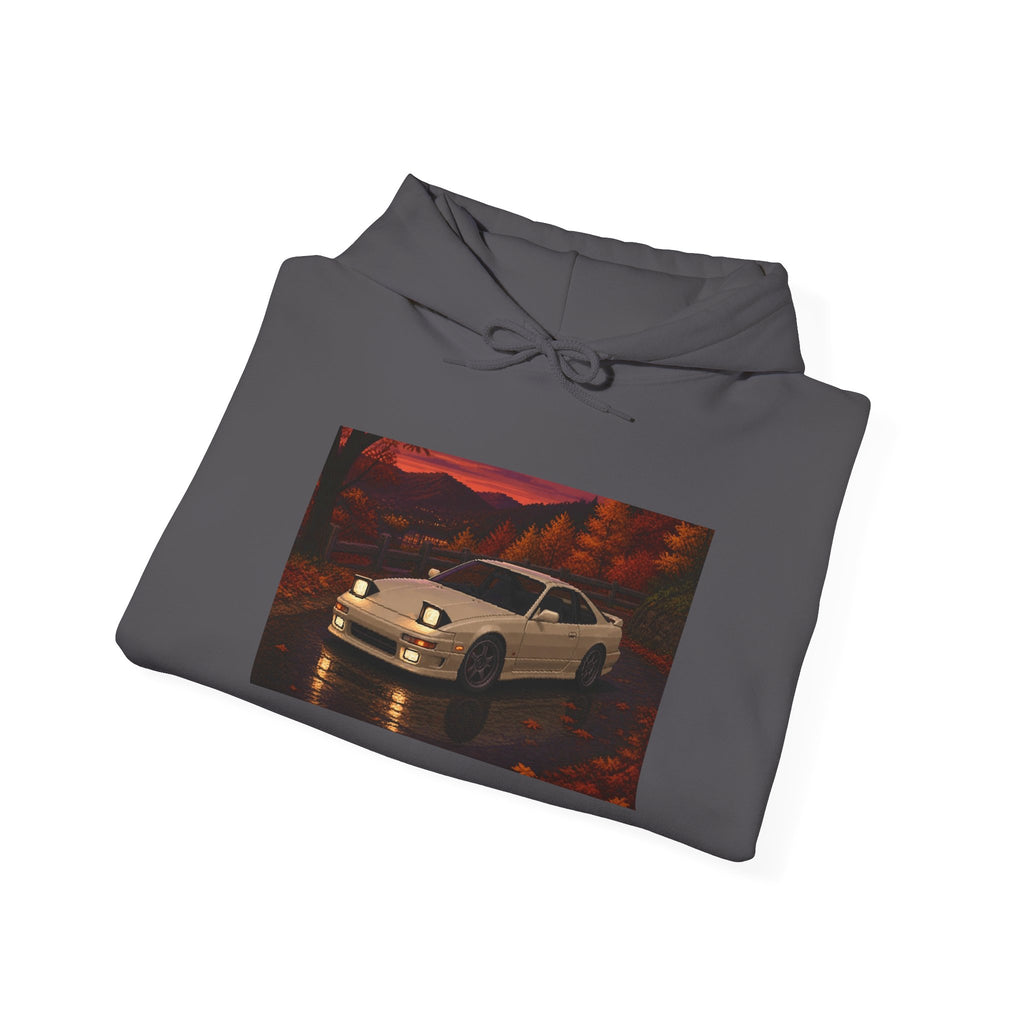 Amber Overdrive Pixel Art Fleece Hoodie — Fall & Cozy — original Wear8bit pixel-art product design, product image 9, digital mockup