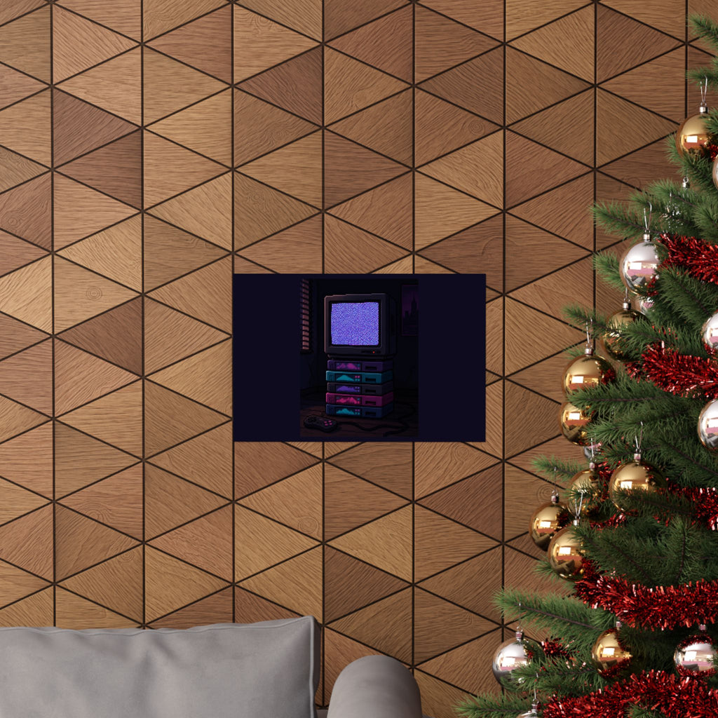 Static Noise Poster — Vertical CRT Pixel Art Print, Synthwave Wall Art — original Wear8bit pixel-art product design, product image 5, digital mockup