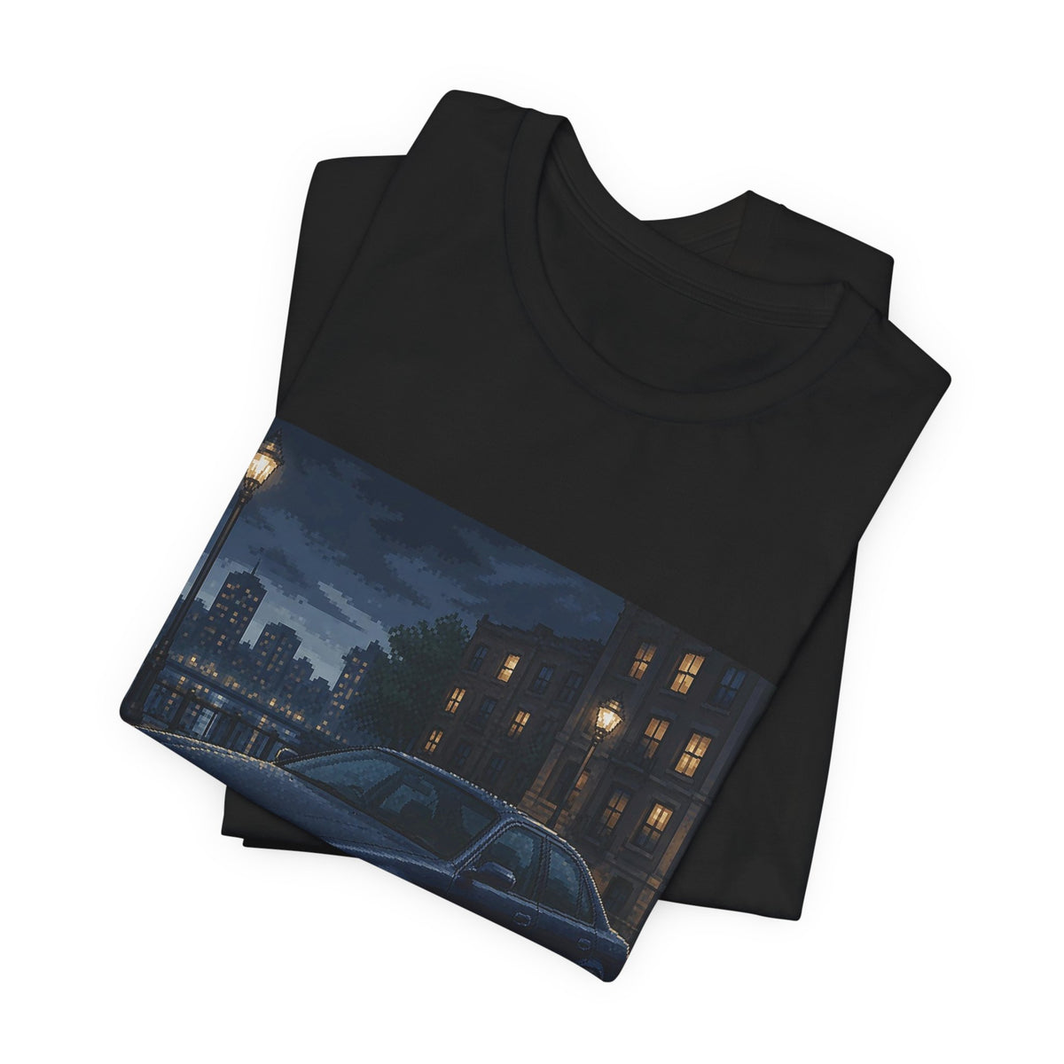 Rainline Sport Pixel Art Tee — 90s Night Drive — original Wear8bit pixel-art product design, product image 4, digital mockup