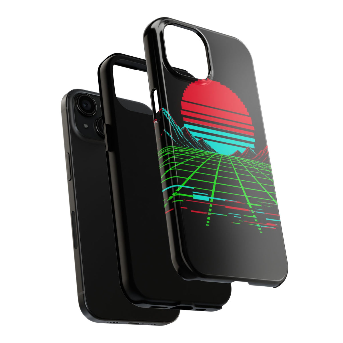 Arcade Cabinet Phone Case — Neon Pixel Art Sunset Case, Retro Gaming Phone Case — original Wear8bit pixel-art product design, product image 6, digital mockup