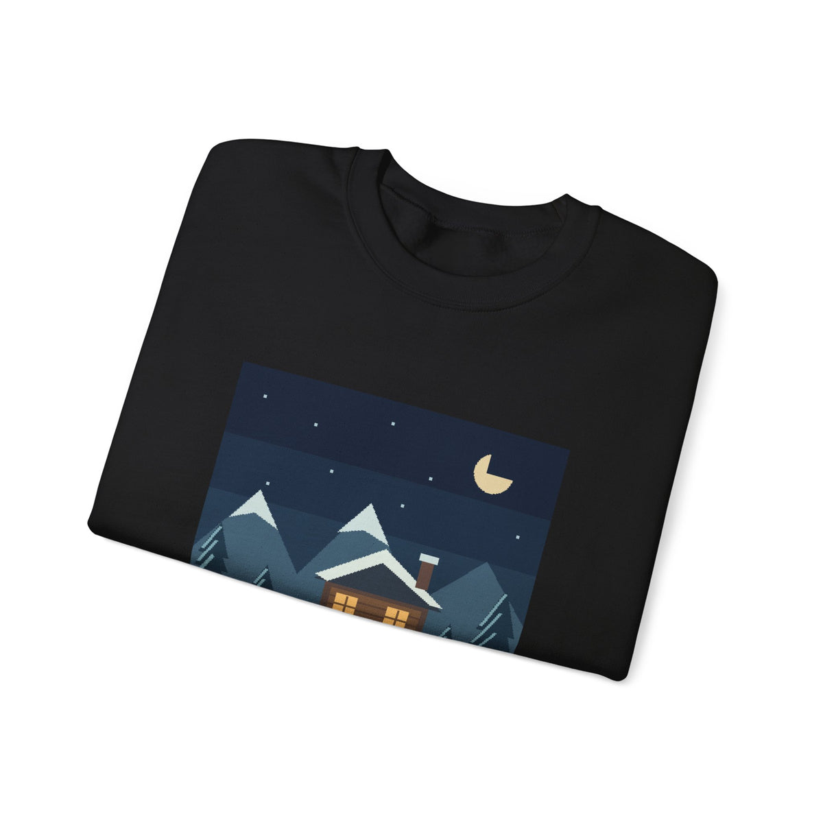 Snow Save Point Pixel Art Crewneck Sweatshirt — Winter & Cozy — original Wear8bit pixel-art product design, product image 5, digital mockup