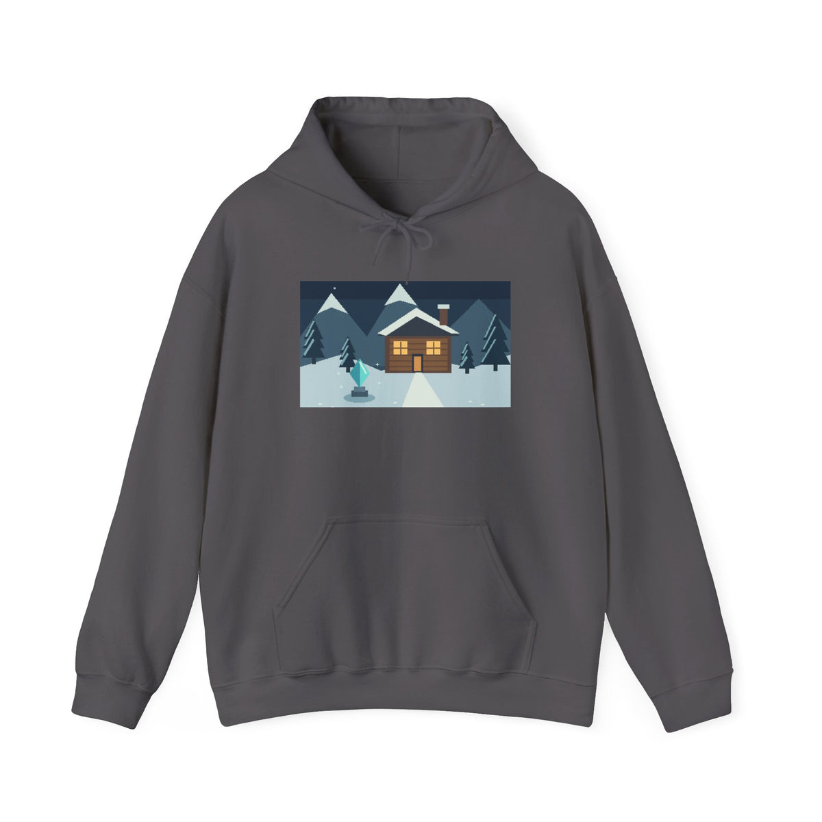 Snow Save Point Pixel Art Fleece Hoodie — Winter & Cozy — original Wear8bit pixel-art product design, product image 3, digital mockup
