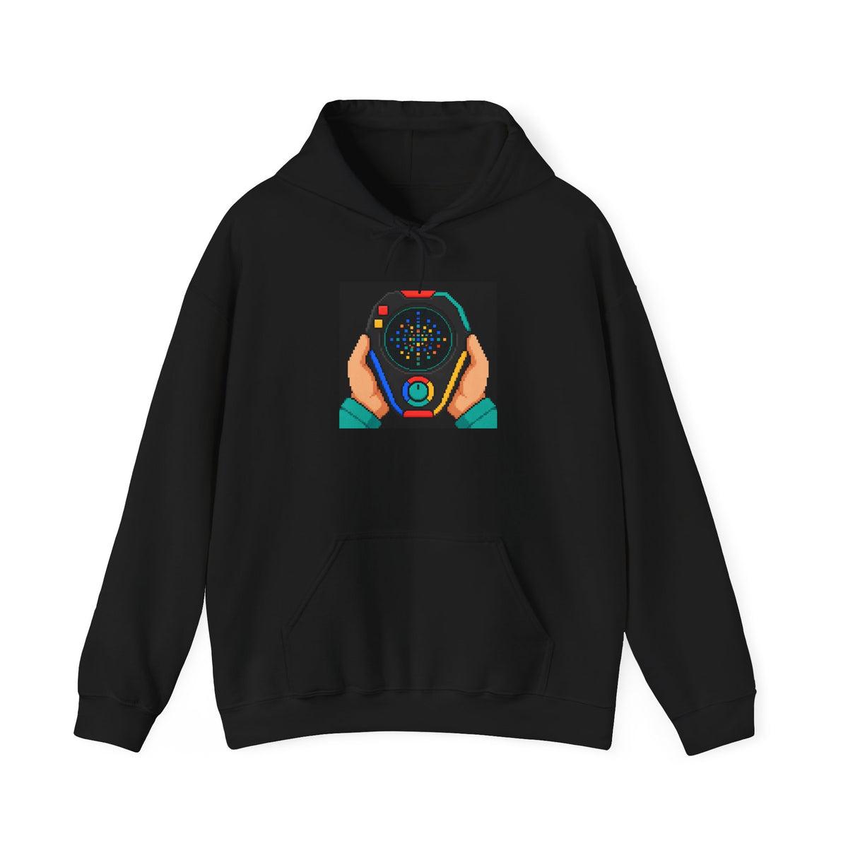 Game Gear Hoodie — Retro Console Pixel Art Pullover, Multicolor Edition — original Wear8bit pixel-art product design, product image 2, digital mockup