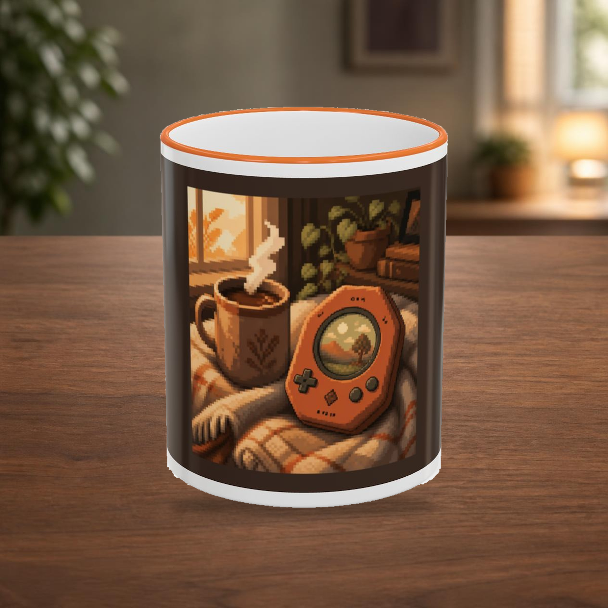 Save Point Mug — Cozy Pixel Art Coffee Mug, Retro Gaming Gift — faithful current supplier garment; digital lifestyle mockup [catalog balanced print fit v1]