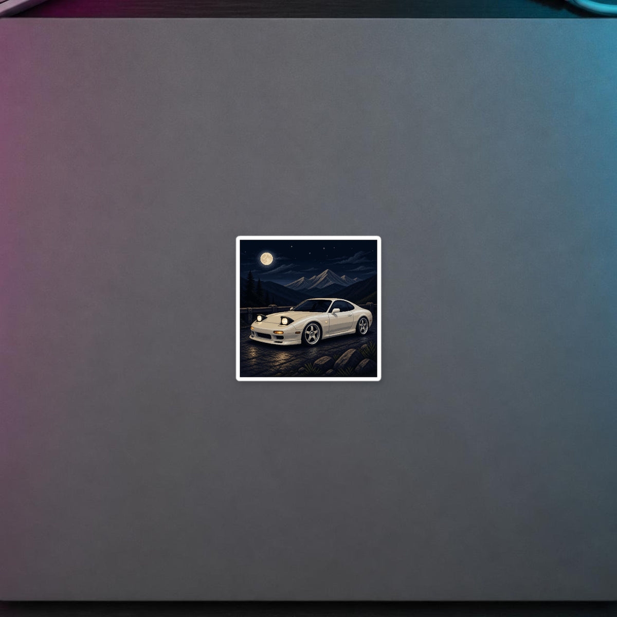 Pearl Apex Pixel Art Sticker — 90s Night Drive — faithful digital lifestyle mockup [Wear8bit enthusiast v2]