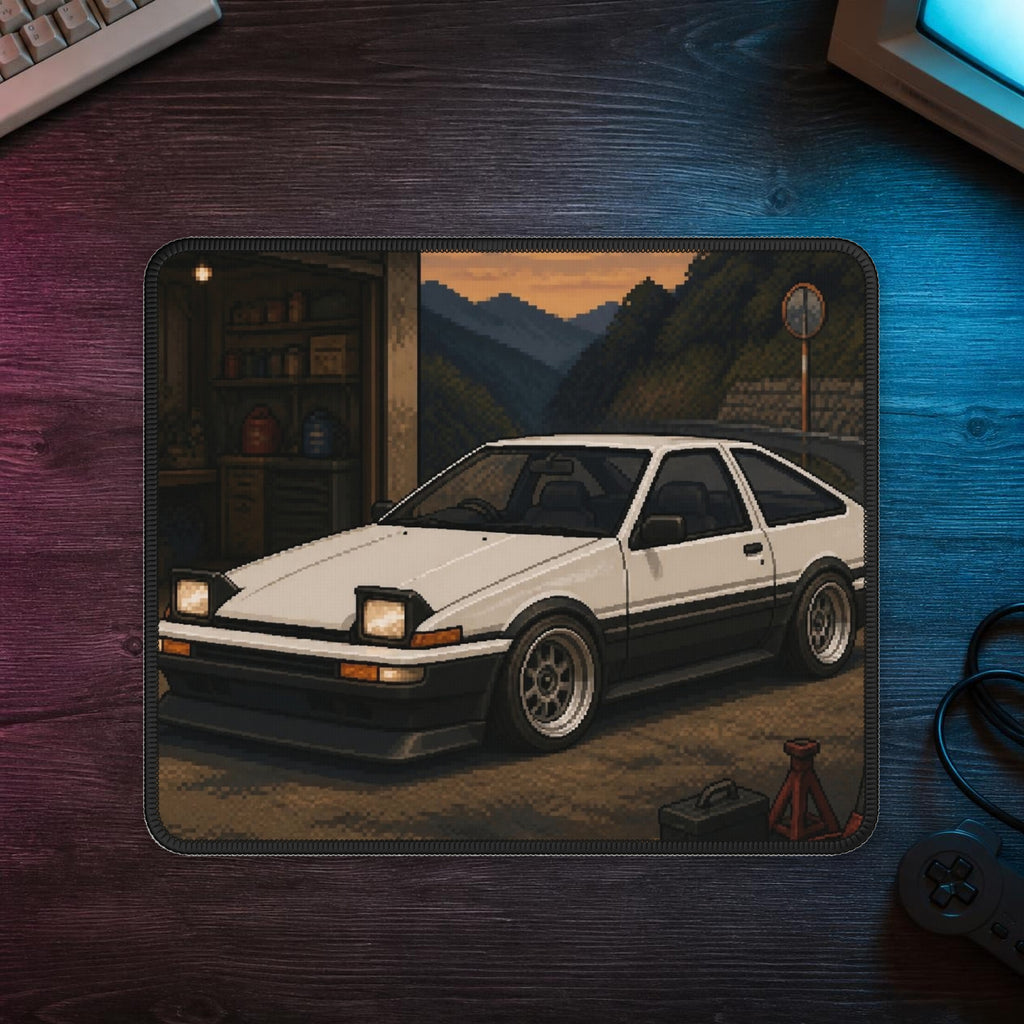 Dusk Beltline Pixel Art Mousepad — 90s Night Drive — faithful digital lifestyle mockup [Wear8bit enthusiast v2]