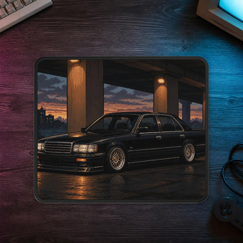 Amber Executive Pixel Art Mousepad — 90s Night Drive — faithful digital lifestyle mockup [Wear8bit enthusiast v2]