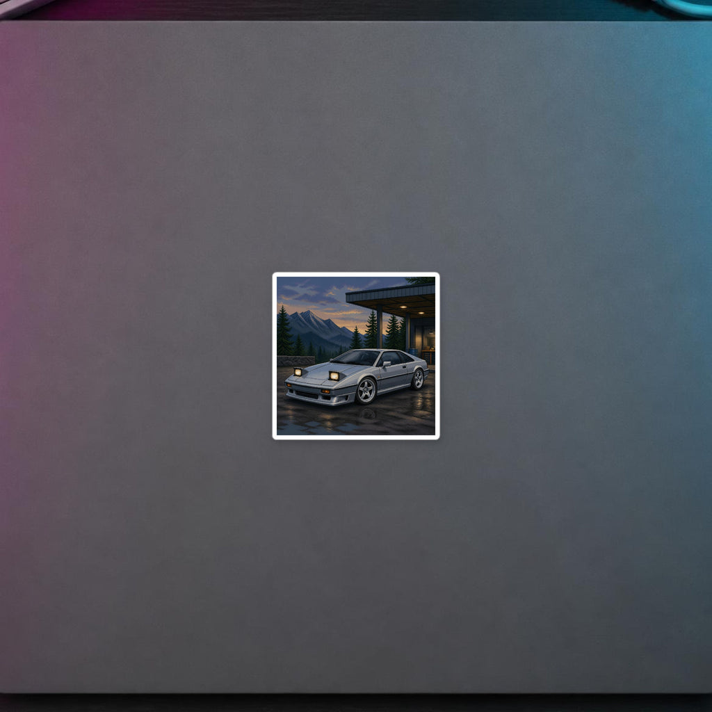 Silver Switchback Pixel Art Sticker — 90s Night Drive — faithful digital lifestyle mockup [Wear8bit enthusiast v2]