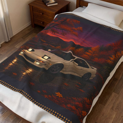 Amber Overdrive Pixel Art Plush Blanket — Fall & Cozy — actual supplier digital bedroom blanket render [Wear8bit fall capsule v1]
