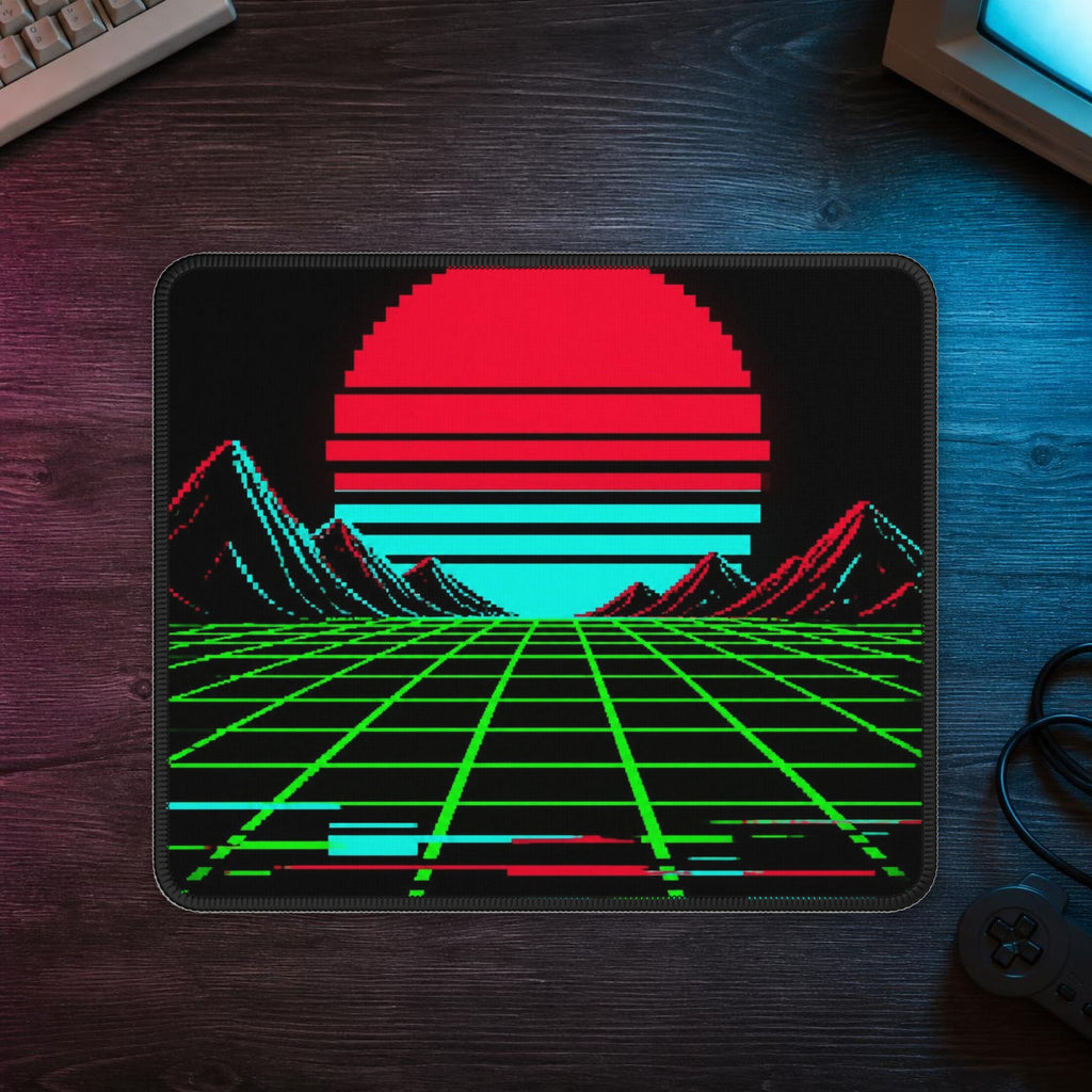 Arcade Cabinet Mousepad — mousepad in a styled room scene; digital product mockup [Wear8bit lifestyle v1]